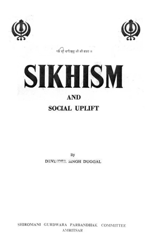 Sikhism and social uplift - Devinder Singh Duggal